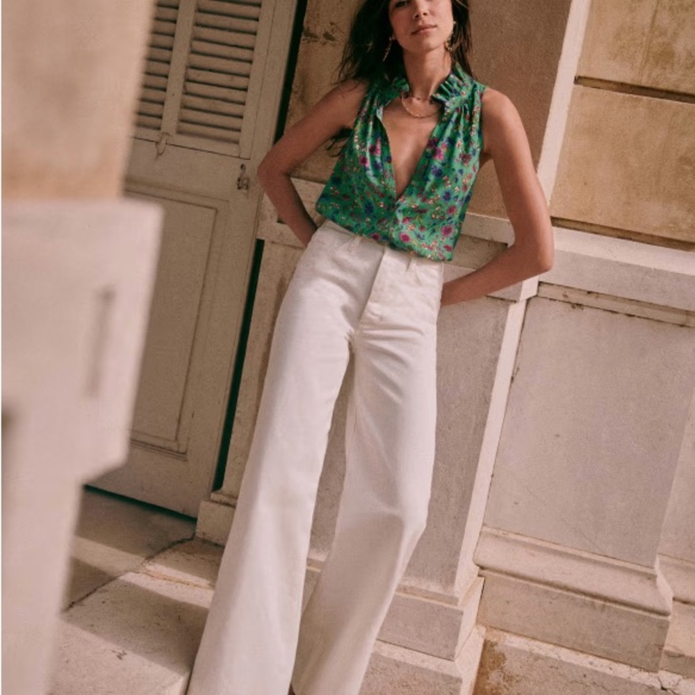 Sezane | Davis White/ Ecru Denim Pants